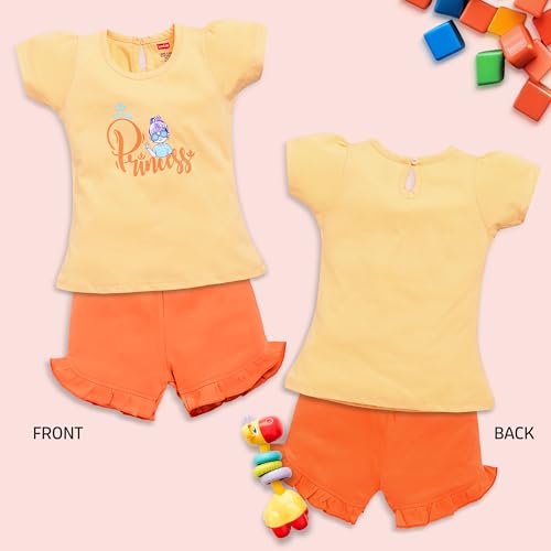 Image of LuvLap Baby Girls Regular Fit 100% Cotton Half Sleeves Girls Top CoSets Pack of 3
