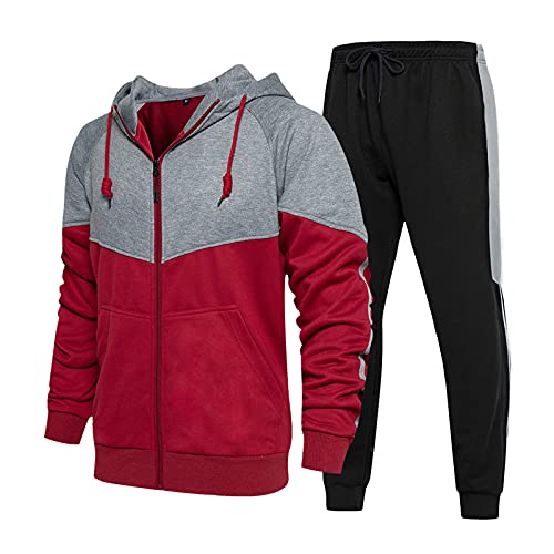 Survêtement homme manches longues en taille M au design épuré et chaud rouge