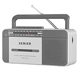 SEMIER Retro Cassette Player Recorder Boombox with AM/FM Radio Stereo, AC or Battery Powered Portable Vintage Casette Tape Player with 6W Loud Speaker and Earphone Jack for Home or Outdoor