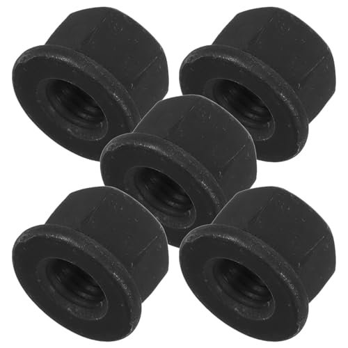 Ipetboom 5pcs M10 Carbon Steel Flange Locking Nuts with Raised Washer Thickened Hex Flange Nuts Hardware Fasteners Kit for Automotive and Industrial Use