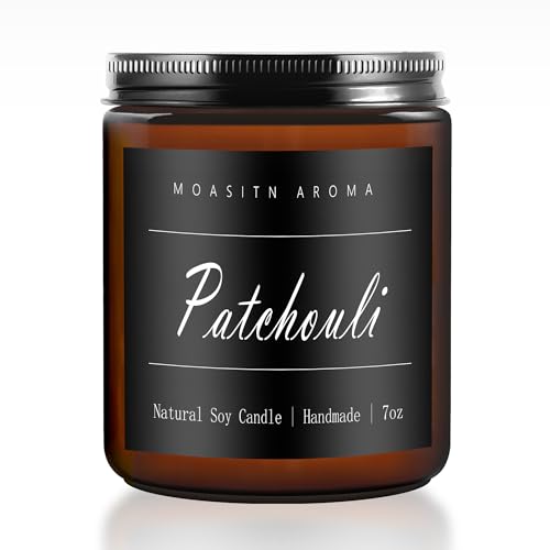 MOASITN Patchouli Highly Scented Candles for Home| Natural Soy Aromatherapy Candle| Handmade Long Lasting Jar Candle| Candel Gift for Women Men as Relaxing Birthday Housewarming Gifts| 7oz