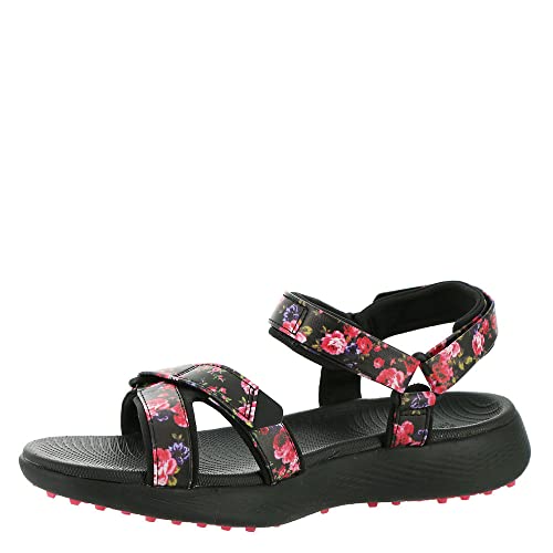 Skechers Women's 600 Spikeless Golf Sandal Shoe, Black/Multi Flower Print, 8