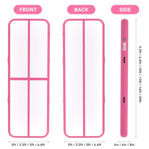 Inflatable Gymnastics Mat, Air Track Tumbling Mat 6.6ft Tumble Track, Tumbling Mat Tapis Gymnastique with Electric Air Pump for Kids Adults Home Outdoor Training 6.6ft*3.3ft*4in/Pink by KIKILIVE - Image 2