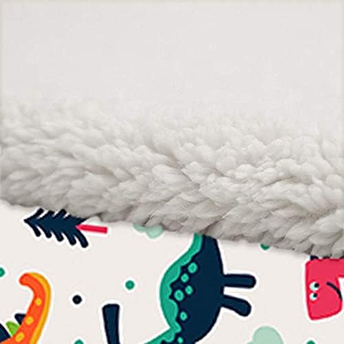 WONGS BEDDING Dinosaur Sherpa Blanket 3D Jurassic Dinosaur Printed Fleece Throw Blanket for Kids Teens Adults Soft Fuzzy Push Blanket for Holiday Bed Couch Double Size 150x200cm