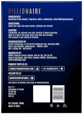 Billionaire Men's Eau De Parfum, Long Lasting Luxury Cologne for Men, Premium Woody Aromatic Fragrance Spray, Masculine Signature Scent, 3.38 Fl Oz (100ml) — view 6