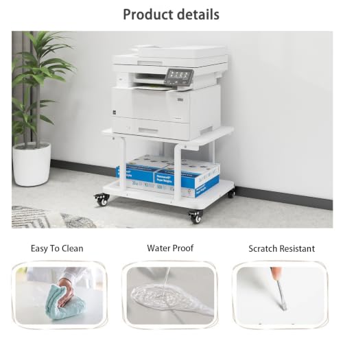 Image of Natwind 2 Tier Laser Printer Stand,24''x20'' Under Desk Printer Cart, White