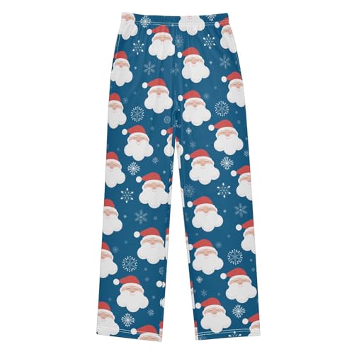 Boys' Pants Santa Snowflakes Dark Blue Long Bottoms Jogger Pants Elastic Waist Trousers with Pockets S-XL