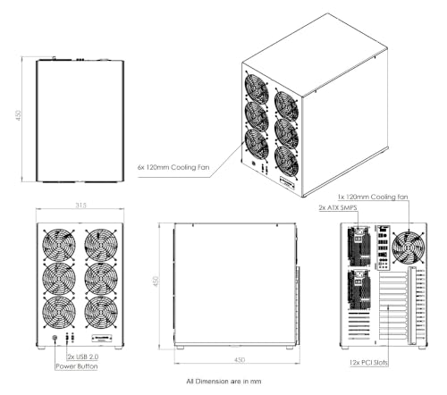 Image of XtremeMiner Industrial Desktop Workstation Case (EMG - Full Tower for SSI Motherboards)