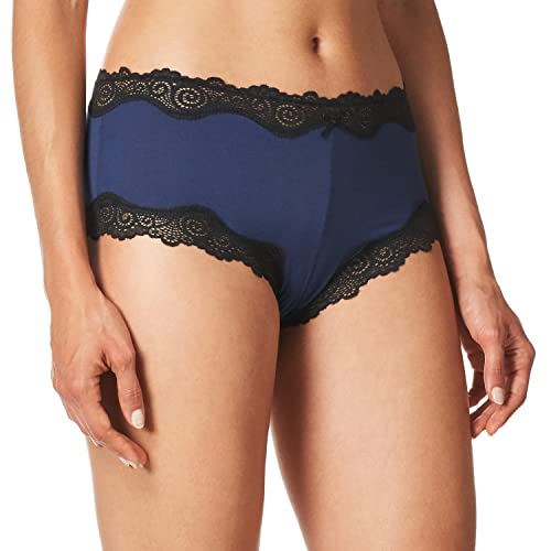 Maidenform Women's Underwear Low-Rise Cheeky Fit, Scalloped Lace Hipster Panties, Navy/Black, 9 #TOP1