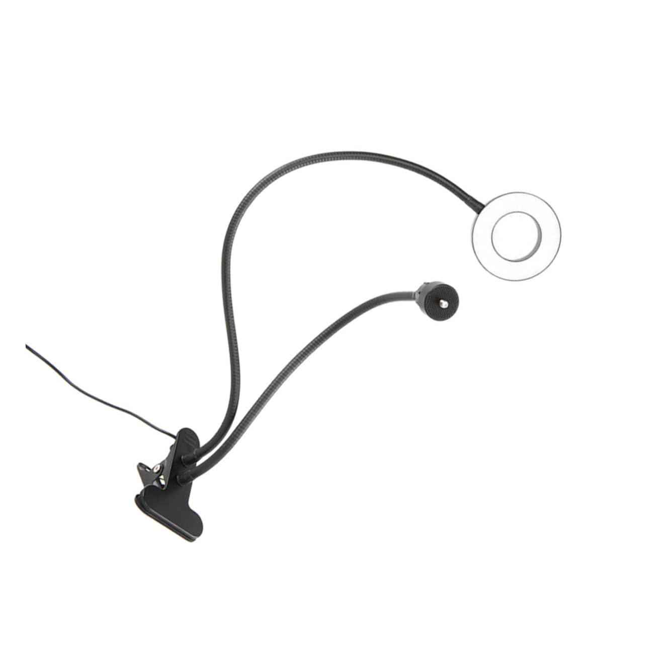 KALLORY 1Pc Desktop Metal Clip Ring Light for Selfie Live Streaming and Makeup Fill Light for Phones and Laptops Black