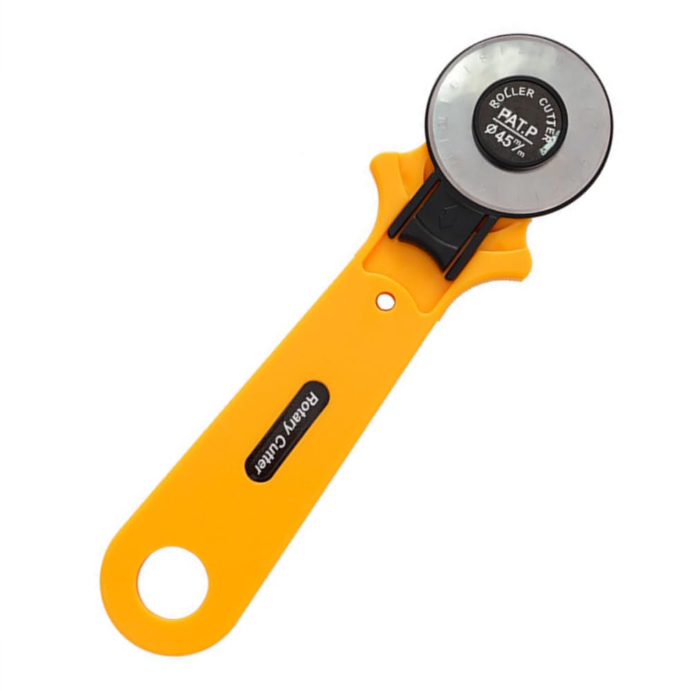 Kovcfon Orange Fabric Cutter With Scale Leather Rotary Cutters Plastic Handle Wheel Cutter For Papers Leather Fabric Sewing Plastic (45Mm)