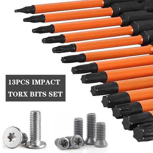 Saipor 13-Piece 3 inch /75 mm Long Torx Bit Set for Impact Driver, S2 Steel Star Bit Set (T5-T40), 1/4'' Hex-Shank Magnetic Torx Screwdriver Bit, Torx Head Drill Bit Set with CNC Machined Tips by Saipor - Image 3