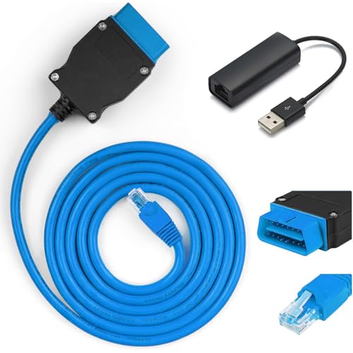 VOE OBD Ethernet Cable for Volvo Vehicles Based on SPA CMA Platform 2016+ Replace 9513108 9513062, 6.5 Ft RJ45 OBD Cable with USB Adapter Compatible with VIDA PC Software or Third-Party Software