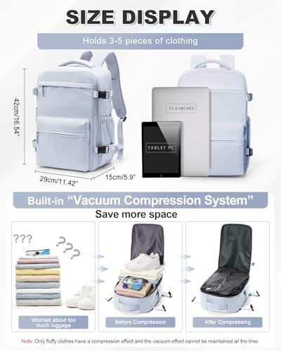 Image of winspansy Vacuum Backpack Travel Essentials with Air Pump Compression Bags for Travel Carry on Flight Approved Seal Vacpack Personal Item Backpack with Vacuum System for Women Men Gray