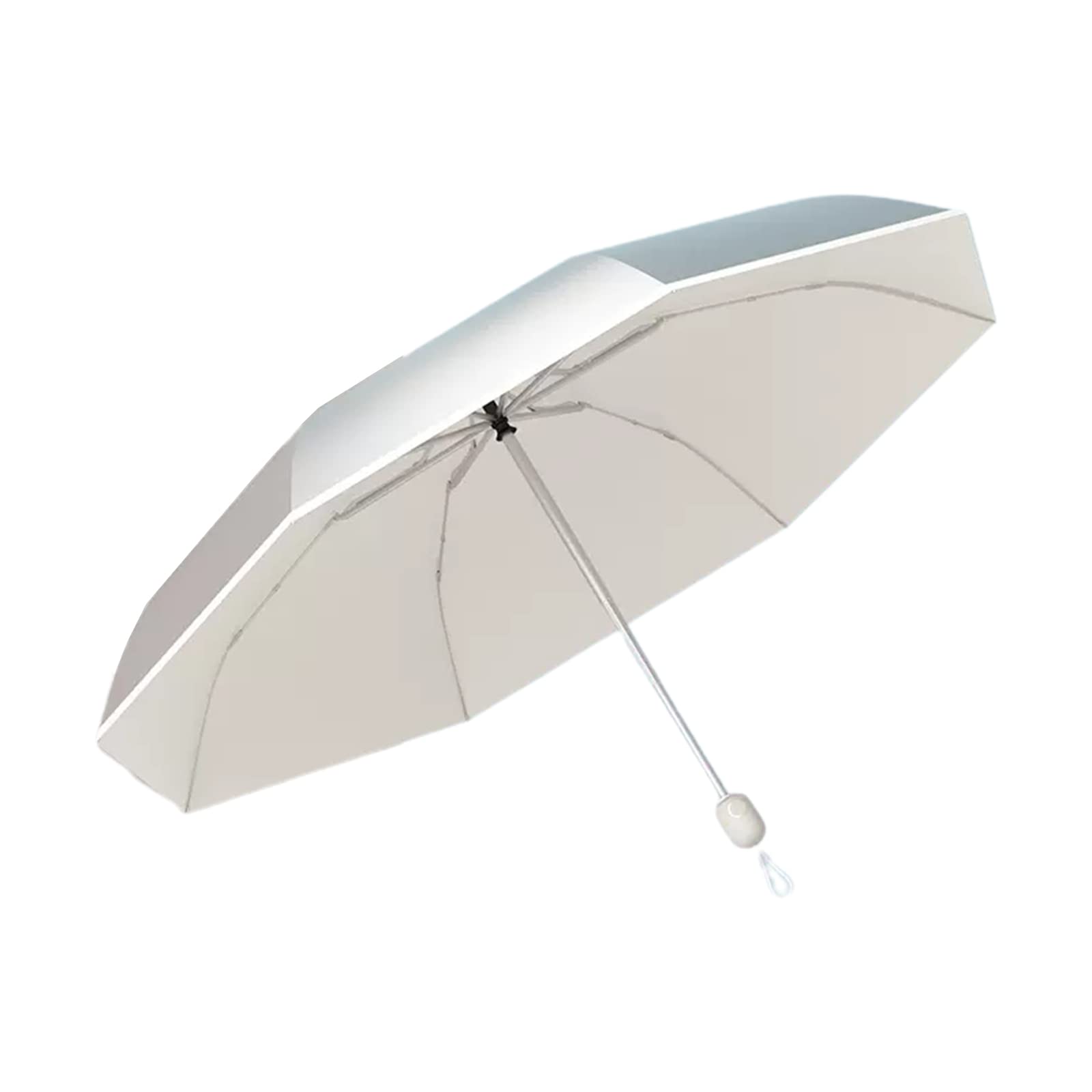Paraguas, Paraguas de Viaje a Prueba Viento, 8 Varillas, Titanio Plateado(Beige)