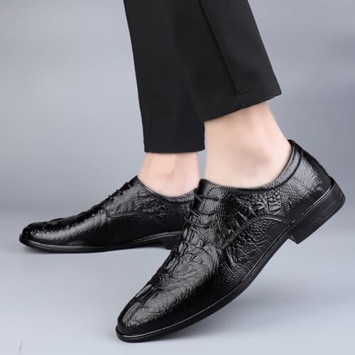 Formal Shoes for Men Lace Up Round Toe Leather Solid Color Shoes Block Heel Slip Rubber Sole Non Slip Low Top Prom Business Formal Wedding Shoes3