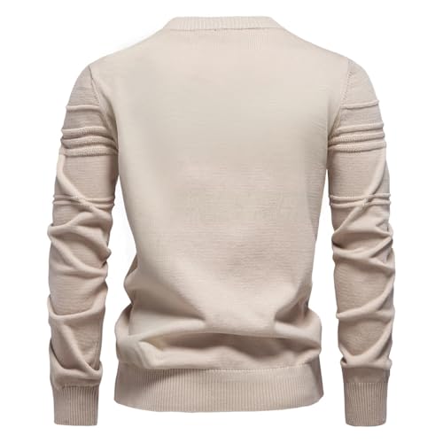Men's Crewneck Sweater Regular Fit Long Sleeve Soild Cotton Casual Pullover Knit Textured Sweater2