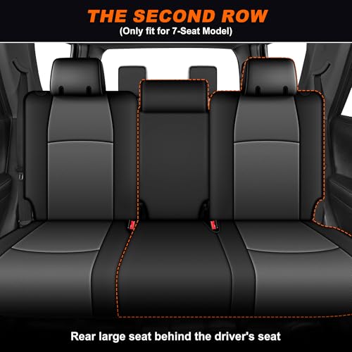 Image of AOMSAZTO Custom Fit Seat Covers for Toyota 4runner: 7Seats 2011 2012 2013 2014 2015 2016 2017 2018 2019 2020 2021 2022 2023 2024 Leather Car Seats Cover Full Set for 4Runner 7 Seaters Black&Gray