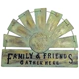 Fleecy day Windmill Wall Decor, Rustic Metal Kitchen Wall Decorative, Farmhouse Art Hanging Wall Decoration, Country Home Decor Sculpture Art for Kitchen, Living Room, Bedroom, (13 inch, Green)