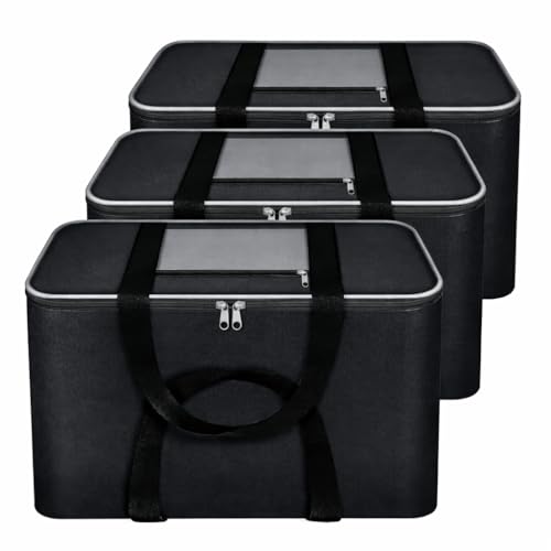 Image of RADIANT Nylon Big Underbed Storage Bag Moisture Proof Cloth Organiser with Zippered Closure and Handle(BlackGrey, 54x46x28cm) (Rectangular) (Grey - Pack of 3)