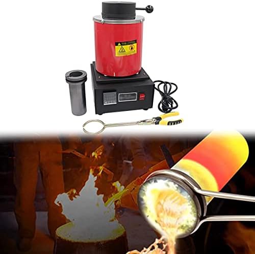 ENWEGEY Smelting Furnace Kit,2kg Gold Melting Furnace,1600w 2000f Digital Electric Melting Furnace,Metal Melting Furnace with Graphite Crucible for Melt Scrap Silver Gold Copper Aluminum Red