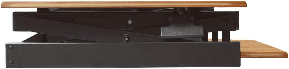 Rocelco 46" Large Height Adjustable Standing Desk Converter, Quick Sit Standup Triple Monitor Riser, Gas Spring Computer Workstation, Retractable Keyboard Tray, (R DADRT-46), Teak/Black : Office Products