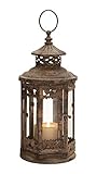 Deco 79 Metal Indoor Outdoor Candle Lantern Decorative Lantern Candle Holder with Intricate Scroll Work, Lantern 6' x 6' x 13', Brown