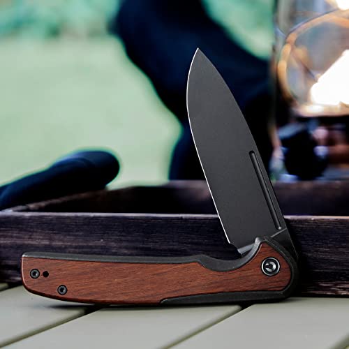 Civivi Voltaic Folding Knife 3.48-In Black Stonewashed 14C28N Blade Stainless Steel Handle With Cuibourtia Wood Inlay Nested Frame Lock Pocket Knife Edc Knife C20060-1 #TOP2