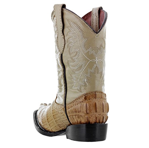 Kids Toddler Sand Crocodile Tail Leather Cowboy Boots J Toe3