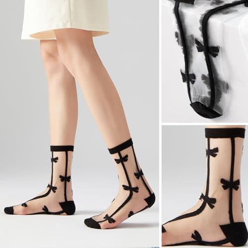 Women's Ultra-Thin Glass Silk Ankle Socks for Summer - Breathable Lace Patterned Dress Sheer Socks for Daily Wear4