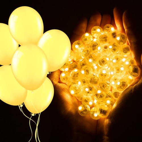 Image of 50pcs Warm White LED Mini Round Flashing Balloon Lights Long Standby Time Reusable Waterproof Balloons Lights with Hook for Balloon Paper Lantern Party Wedding Birthday Decorations