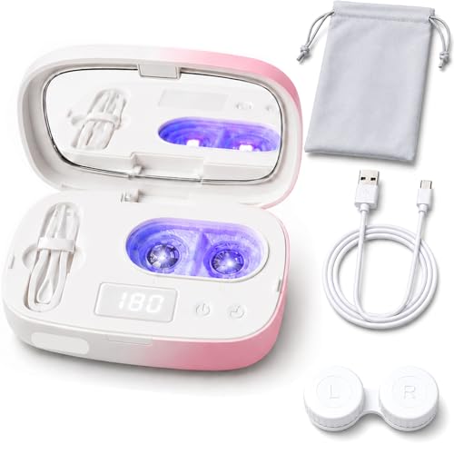 LzzzFZCF Portable Ultrasonic Lens Cleaner with USB Power and LED Timer Pink
