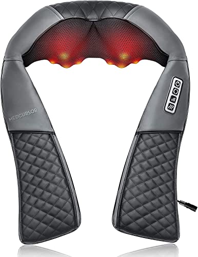Medcursor Neck Massager, 2026 Upgraded, Portable Electric Shiatsu Back Massage Device with Heat, Deep Tissue 3D Kneading Pillow for Muscle Pain Relief (No Battery)