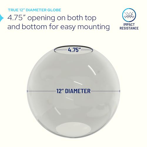 Image of KASTLITE 12 inch Acrylic Globe Pendant Light Fixture, 8W 3000K Filament LED Bulb, Ceiling Mount - Kitchen Pendant Lighting Over Island, Hanging Dining Light, Living Room Lamp - Bronze Shade, Black Base