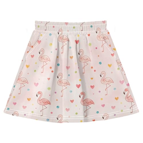 Jupes 2 en 1 pour filles avec poches short intégré flamant rose