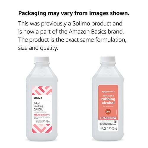 Amazon Basics 70% Ethyl Rubbing Alcohol First Aid Antiseptic for Cuts, Scrapes and Burns, Unscented, 16 Fl Oz (Pack of 12) (Previously Solimo) view 2