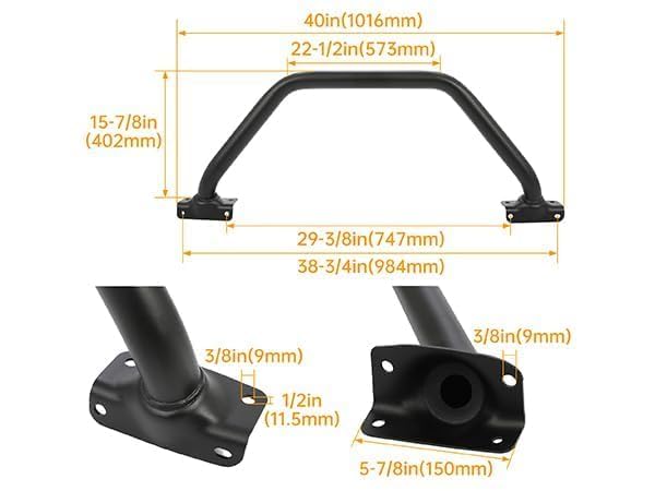 HECASA Front Bumper Bull Bar Compatible with 2021-2024 Ford Bronco 2/4 Door Modular Bumper M2DZ17D957AB Brush Grill Grille Guard Protector Brush Push Bar Steel Black by HECASA - Image 6
