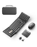JYKEYMOUT Foldable Keyboard and Mouse Set, USB A+Type C+Bluetooth1&2(4-in-1)Wireless Connection, Portable Full-Size Folding Rechargeable Design with Keyboard Lock for Home/Office/Business Travel-Black
