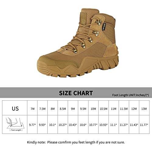Free Soldier Men's Waterproof Tactical Work Boots Hiking Boots Lightweight Military Boots Outdoor(Brown 8.5) #TOP5
