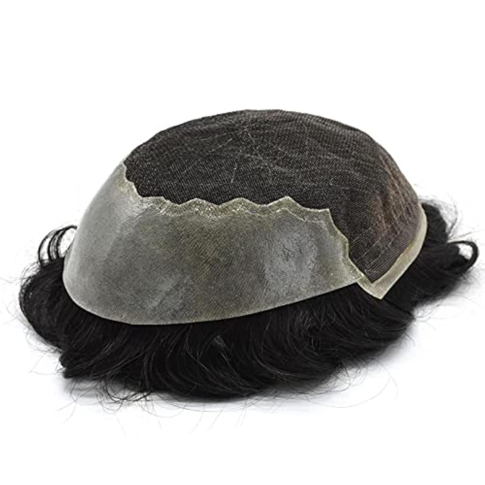 Men's American Style Full Thin Skin Wig, Black