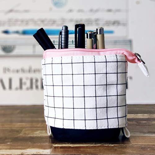 NUOBESTY Estojo para Lápis Grande Capacidade de Armazenamento Xadrez Bolsa para Lápis Bolsa Portátil