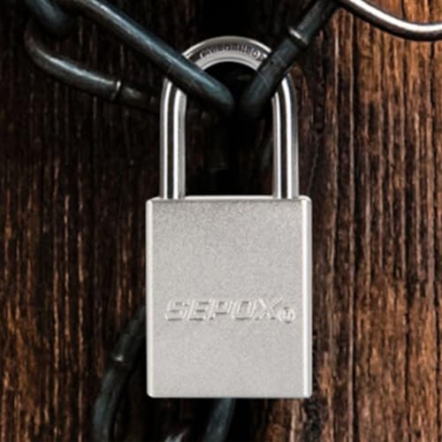 Image of SEPOX Ultra-Durable & Anti-Rust Outdoor Sliver Aluminum Padlock - 38mm 1-1 /2 inch with Long Shackle & 3 Big Different Keys Ideal for Gate, Storage, Locker, Fence and Lock-Out