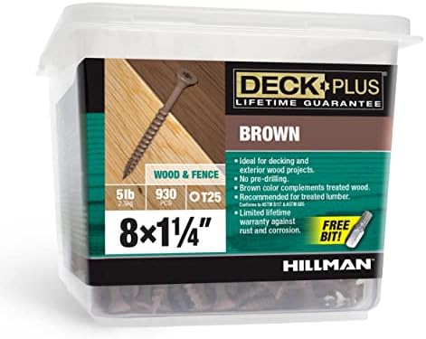 Deck Plus Deck Screws, #8 x 1-1/4in, 930 Pack, Brown, Epoxy