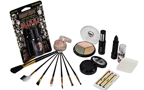 Bride Of Frankenstein Special Effects Makeup Kit - By Bloody Mary - Professional Halloween Monster SFX Makeup - Includes Lipstick, Foundation, Setting Powder, 3 Crayons, 4 Brushes, Eye Shadow & Sponge