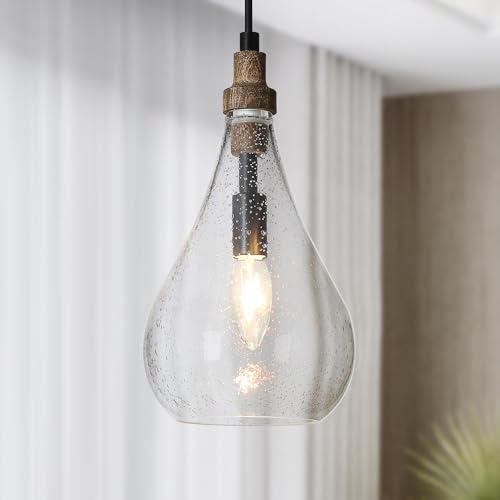 LALUZ Pendant Light Kitchen Island, 1-Light Farmhouse Kitchen Island Lights Rustic Teardrop...