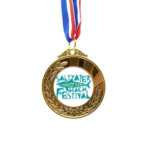 Medalla Tiburón de Agua Salada con Cinta de Primer Puesto para Festival de Playa