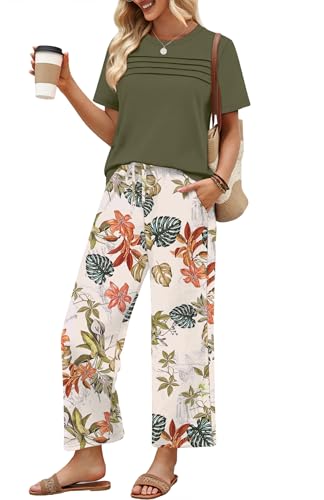 WIHOLL Two Piece Lounge Sets for Women Casual Summer Outfits