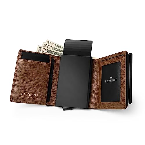 Trifold Genuine Leather Wallet/Smart Card Holder / W5 (Brown Saffiano)