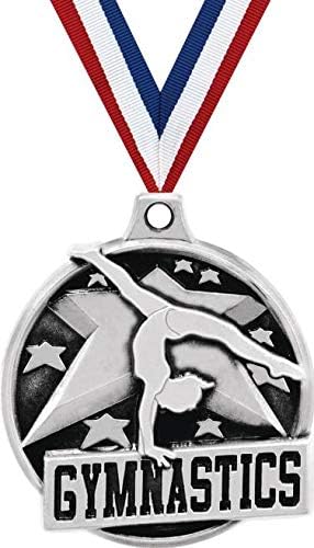 Crown Awards 1.5" Gymnastics Medal - Silver Gymnastics Award Medals