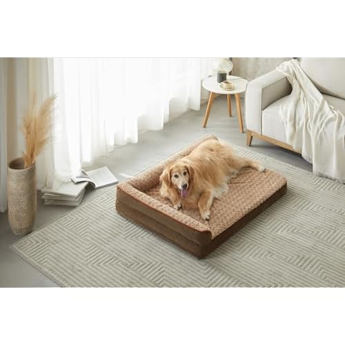 BFPETHOME Orthopedic Dog Beds for Large Dogs-Waterproof Sofa Dog Bed with Removable Washable Cover, Large Pet Bed with Waterproof Lining and Nonskid Bottom,Pet Bed for Dogs